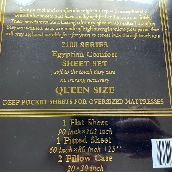 Orange color Queen size 4PCS bed sheets set, deep pocket - Picture 3 of 3